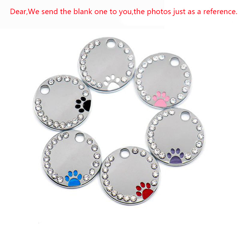 Guler anti-pierdut pentru etichetă pentru câini, cu diamant, fără etichetă de identificare personalizată gravată pentru cățeluș, pisică, placă de identificare din oțel inoxidabil pentru câini