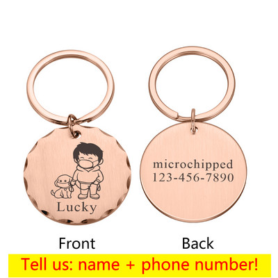 Etichetă personalizată de identificare pentru animale de companie gravată cu nume de identificare pentru animale de companie pentru pisică, cățeluș, etichetă de guler de câine, model de breloc cu pandantiv, accesorii pentru animale de companie, Dropshippin