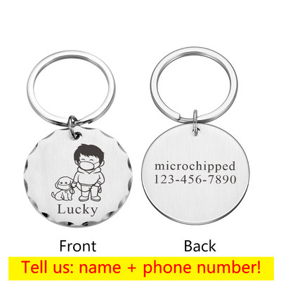 Etichetă personalizată de identificare pentru animale de companie gravată cu nume de identificare pentru animale de companie pentru pisică, cățeluș, etichetă de guler de câine, model de breloc cu pandantiv, accesorii pentru animale de companie, Dropshippin
