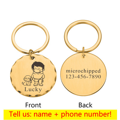 Etichetă personalizată de identificare pentru animale de companie gravată cu nume de identificare pentru animale de companie pentru pisică, cățeluș, etichetă de guler de câine, model de breloc cu pandantiv, accesorii pentru animale de companie, Dropshippin