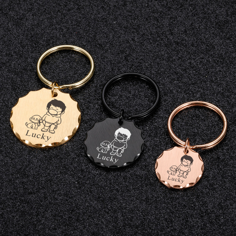 Etichetă personalizată de identificare pentru animale de companie gravată cu nume de identificare pentru animale de companie pentru pisică, cățeluș, etichetă de guler de câine, model de breloc cu pandantiv, accesorii pentru animale de companie, Dropshippin