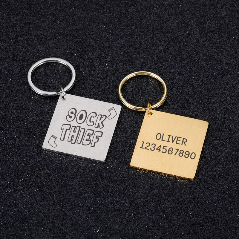 Besplatna gravirana identifikacijska oznaka psa Personalizirane identifikacijske oznake s imenom za pse, mačke, ogrlice za štence, ogrlice s natpisnom pločicom od nehrđajućeg čelika, potrepštine za kućne ljubimce