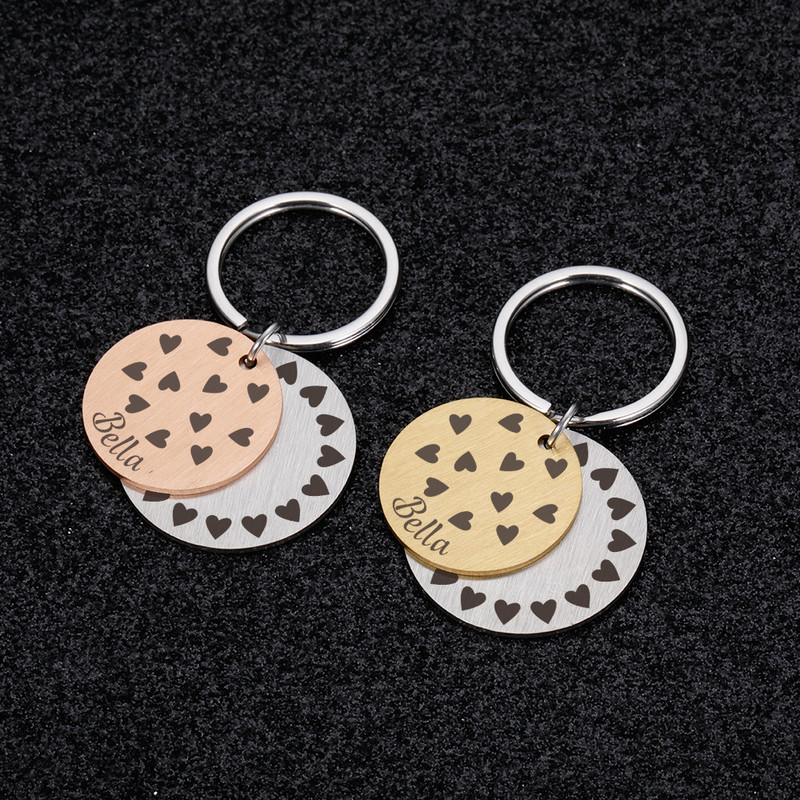 Gravura personalizată Etichete cu nume de pisică pentru animale de companie Etichetă de identificare pentru câine personalizată Accesorii pentru guler Plăcuță de identificare Breloc metal cu pandantiv anti-pierdere