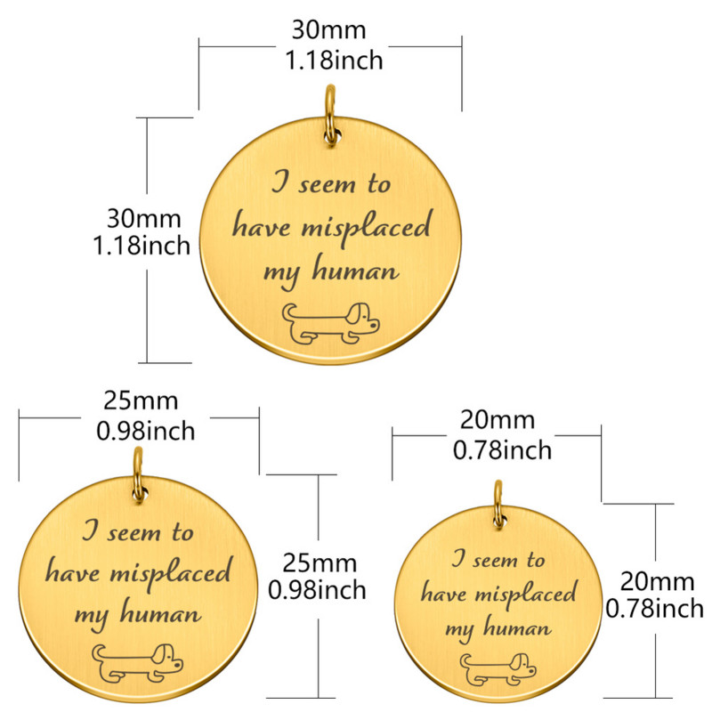 Etichetă de câine personalizată gravată pentru câine de companie Accesorii personalizate pentru guler de câine ID-ul cățelușului de pisică Etichete de nume din oțel inoxidabil Pandantiv anti-pierdere