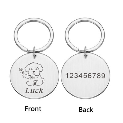 Etichetă de identificare pentru câine Etichete cu nume personalizate Plăcuță de identificare gravată gratuită personalizată Etichete cu nume pandantiv anti-pierdere Breloc din metal pentru gulerul de cățeluș de companie