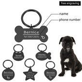 Etichetă de identificare pentru pisică, câine, gravată neagră, guler anti-pierdere pentru câine.