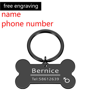 Etichetă de identificare pentru pisică, câine, gravată neagră, guler anti-pierdere pentru câine.