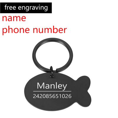 Etichetă de identificare pentru pisică, câine, gravată neagră, guler anti-pierdere pentru câine.