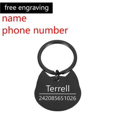 Etichetă de identificare pentru pisică, câine, gravată neagră, guler anti-pierdere pentru câine.