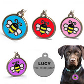 Cartoon Bee Dog Brand Drăguț Rotund Personalitate Pisică Brand Nume personalizat Pet Dog ID Card Breloc Accesorii pentru câini Ham pentru câini