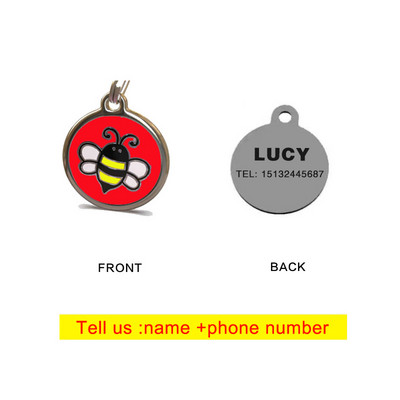Cartoon Bee Dog Brand Drăguț Rotund Personalitate Pisică Brand Nume personalizat Pet Dog ID Card Breloc Accesorii pentru câini Ham pentru câini