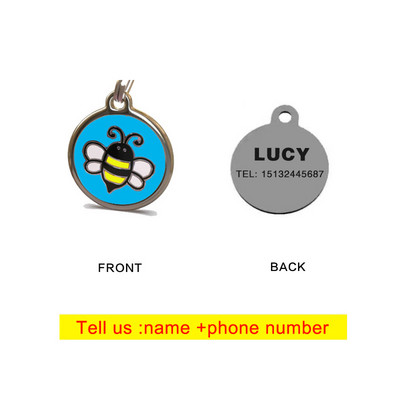Cartoon Bee Dog Brand Drăguț Rotund Personalitate Pisică Brand Nume personalizat Pet Dog ID Card Breloc Accesorii pentru câini Ham pentru câini