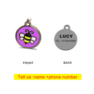 Cartoon Bee Dog Brand Drăguț Rotund Personalitate Pisică Brand Nume personalizat Pet Dog ID Card Breloc Accesorii pentru câini Ham pentru câini