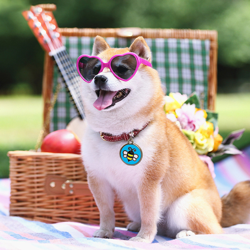 Cartoon Bee Dog Brand Drăguț Rotund Personalitate Pisică Brand Nume personalizat Pet Dog ID Card Breloc Accesorii pentru câini Ham pentru câini