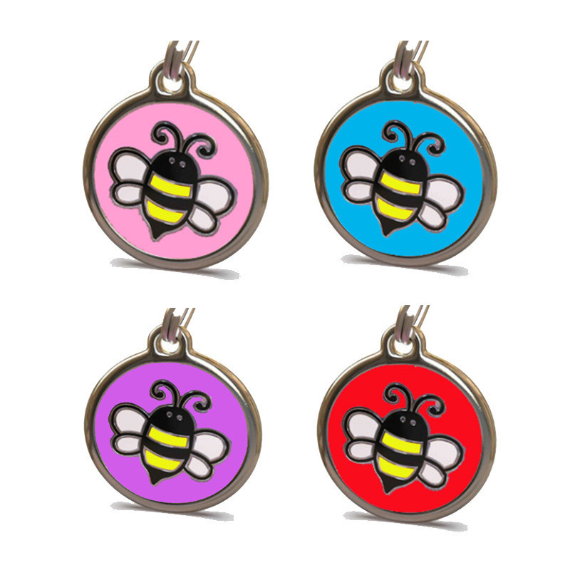 Cartoon Bee Dog Brand Drăguț Rotund Personalitate Pisică Brand Nume personalizat Pet Dog ID Card Breloc Accesorii pentru câini Ham pentru câini