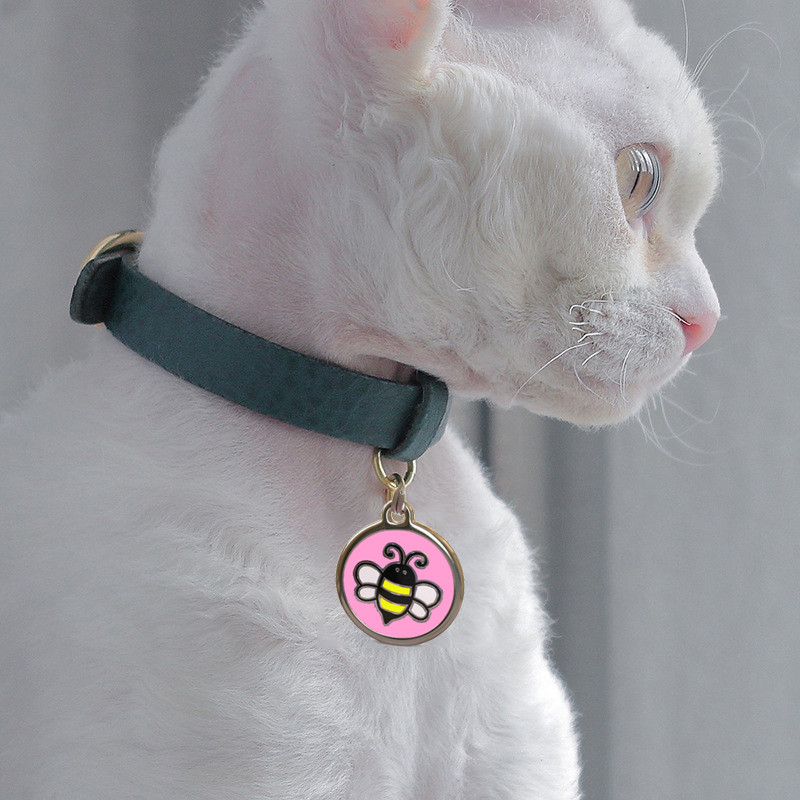 Cartoon Bee Dog Brand Drăguț Rotund Personalitate Pisică Brand Nume personalizat Pet Dog ID Card Breloc Accesorii pentru câini Ham pentru câini