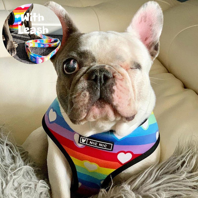 Mopsi väikese koera rakmed No Pull Dog Vesti rakmed väikestele keskmistele koertele Hingavad lemmikloomad Kutsika Prantsuse buldogi koera rakmed jalutusrihma komplekt