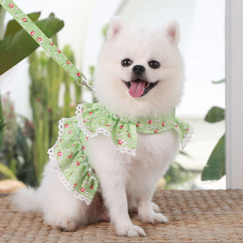 Каишка за кучета Дишаща стерео розова колан с цветя Pet Cat Dog Leash Set Puppy Vest Harness Каишки за чихуахуа йоркширски териер