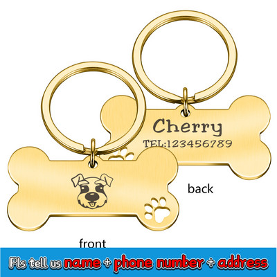 Bezmaksas iegravēta suņa mājdzīvnieka identifikācijas zīme Personalizēts vārds Tālrunis Kauls Mājdzīvnieka ID vārds kucēnam suņa kaklasiksnas birkas Kulons atslēgu piekariņš mājdzīvnieku aksesuāri