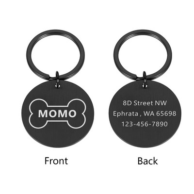 Personalizēta nerūsējošā tērauda gravēšana Mājas suņa identifikācijas zīme Pielāgots numurs Nosaukums Kaķa zīme Apkakles Kauls Nosaukuma plāksnīte Pretnozaudēšanas piekariņi