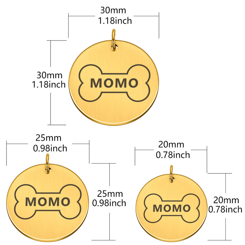 Personalizēta nerūsējošā tērauda gravēšana Mājas suņa identifikācijas zīme Pielāgots numurs Nosaukums Kaķa zīme Apkakles Kauls Nosaukuma plāksnīte Pretnozaudēšanas piekariņi