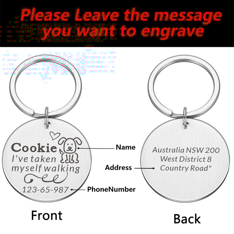 Personalizēta kaķa suņa identifikācijas birkas gravēšana suns kakla siksna mājdzīvnieku piekariņš vārda ID atzīmes kulonu kaklarota kucēnam nerūsējošā tērauda aksesuāri