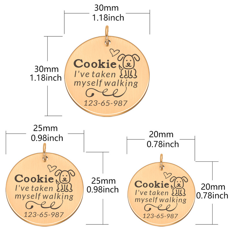 Personalizēta kaķa suņa identifikācijas birkas gravēšana suns kakla siksna mājdzīvnieku piekariņš vārda ID atzīmes kulonu kaklarota kucēnam nerūsējošā tērauda aksesuāri