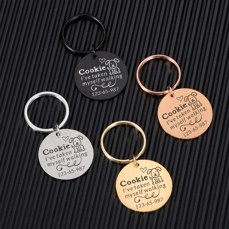 Personalizēta kaķa suņa identifikācijas birkas gravēšana suns kakla siksna mājdzīvnieku piekariņš vārda ID atzīmes kulonu kaklarota kucēnam nerūsējošā tērauda aksesuāri