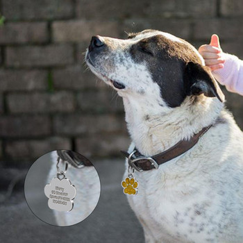 PAW Етикети за домашни кучета Блестящи персонализирани етикети за ID на котка Кученце Етикети за нашийник Гравирани безплатно