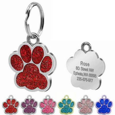 Ετικέτες PAW Pet Dog Glitter Personalized Cat Puppy ID Tag κολάρο Ετικέτες χαραγμένες δωρεάν