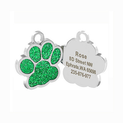 PAW Pet Dog Tags Glitter Personalized Cat Puppy ID Tag Apkakles birkas iegravētas Bezmaksas