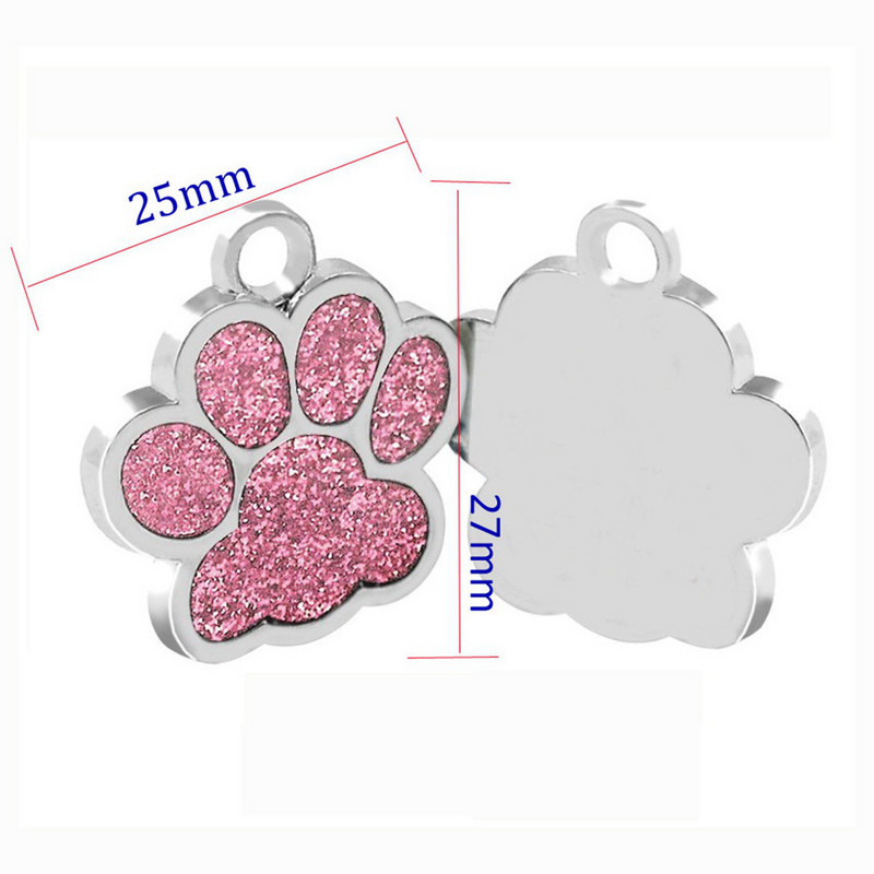 PAW Pet Dog Tags Glitter Personalized Cat Puppy ID Tag Apkakles birkas iegravētas Bezmaksas