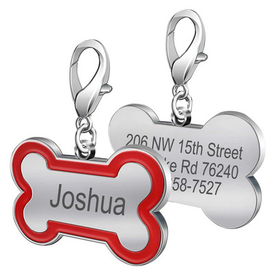 Mājdzīvnieku suņa identifikācijas birkas Kaķu apkakles aksesuāri Apdares Mājas dzīvnieku ID Suņu birkas Kaklasiksnas no nerūsējošā tērauda kaķu birkas Pielāgota birka Bezmaksas gravēšana