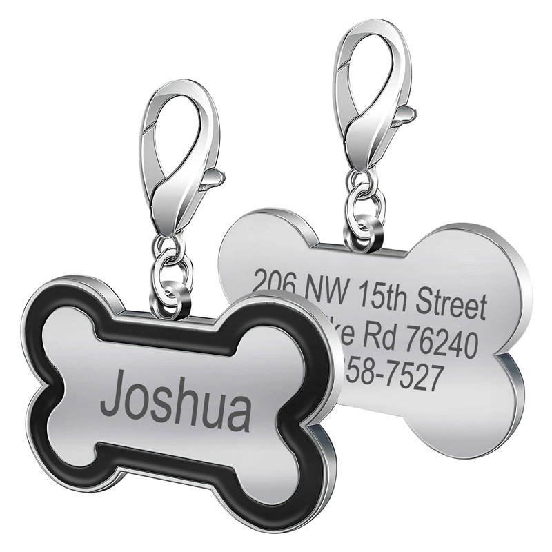 Mājdzīvnieku suņa identifikācijas birkas Kaķu apkakles aksesuāri Apdares Mājas dzīvnieku ID Suņu birkas Kaklasiksnas no nerūsējošā tērauda kaķu birkas Pielāgota birka Bezmaksas gravēšana