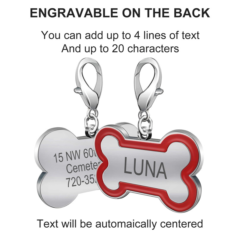 Mājdzīvnieku suņa identifikācijas birkas Kaķu apkakles aksesuāri Apdares Mājas dzīvnieku ID Suņu birkas Kaklasiksnas no nerūsējošā tērauda kaķu birkas Pielāgota birka Bezmaksas gravēšana