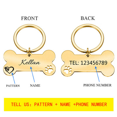 Bezmaksas pielāgota vārda adrese Mājas suņu birkas Papildu raksts Personalizēts nerūsējošā tērauda datu plāksnītes Pretnozaudēšanas kulonu piederumi