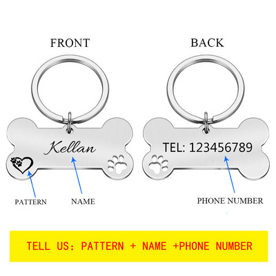 Bezmaksas pielāgota vārda adrese Mājas suņu birkas Papildu raksts Personalizēts nerūsējošā tērauda datu plāksnītes Pretnozaudēšanas kulonu piederumi