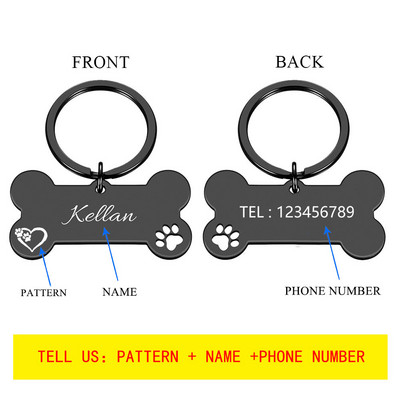 Bezmaksas pielāgota vārda adrese Mājas suņu birkas Papildu raksts Personalizēts nerūsējošā tērauda datu plāksnītes Pretnozaudēšanas kulonu piederumi