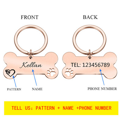 Bezmaksas pielāgota vārda adrese Mājas suņu birkas Papildu raksts Personalizēts nerūsējošā tērauda datu plāksnītes Pretnozaudēšanas kulonu piederumi