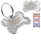 Iegravēts Pet Dog Tags Bling Rhinestone Cat ID Nosaukums Apkakles Birkas Custom