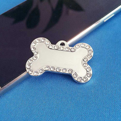 Гравирани етикети за домашни кучета Bling Rhinestone Cat ID Name етикети за нашийник Персонализирани