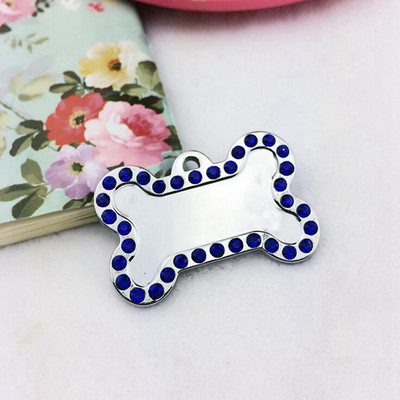 Iegravēts Pet Dog Tags Bling Rhinestone Cat ID Nosaukums Apkakles Birkas Custom