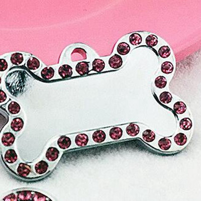 Iegravēts Pet Dog Tags Bling Rhinestone Cat ID Nosaukums Apkakles Birkas Custom