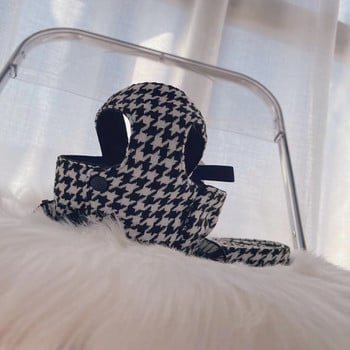 Γιλέκο Houndstooth Traction Rope Fashion Bowknot Ζώνη σκύλου Μικρή αλυσίδα σκύλου Μαύρη Λευκή καρό ζώνη ασφαλείας Παλτό Chihuahua Yorkshire