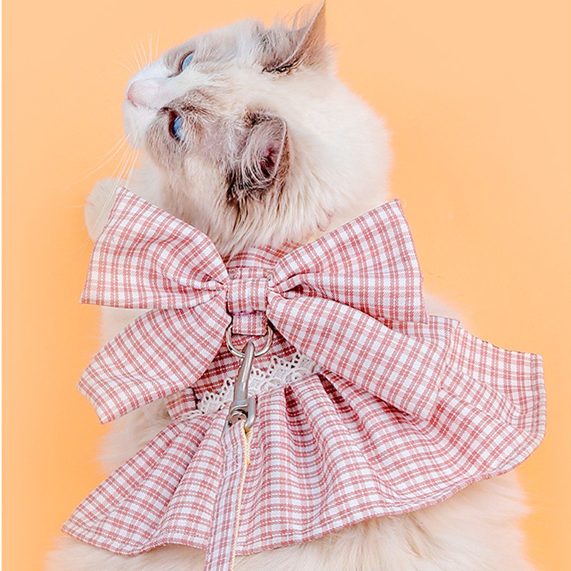 Čipkasti pojas za pse Dot Odjeća za kućne ljubimce Povodac Povodac za mačku Oprsnica za kućne ljubimce Haljina za male pse i mačke Kunići Štene Bowknot Mačja ogrlica