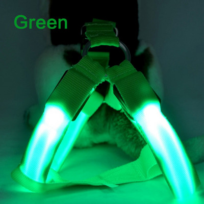 Ρυθμιζόμενο λουρί LED για σκύλους χωρίς τράβηγμα Μικρό, μεσαίο λαμπερό νάιλον στήθος νυχτερινή ασφάλεια Αξεσουάρ σκύλου για κατοικίδια ζώα Arnes Perro