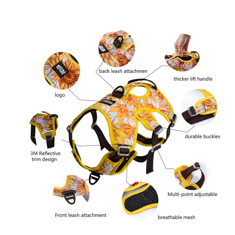 2022 NO PULL Ham pentru câini de companie, reglabil, reflectorizant, pentru piept pentru câini, pentru câini mici, mari, pentru dresaj în aer liber, articole de protecție pentru animale de companie