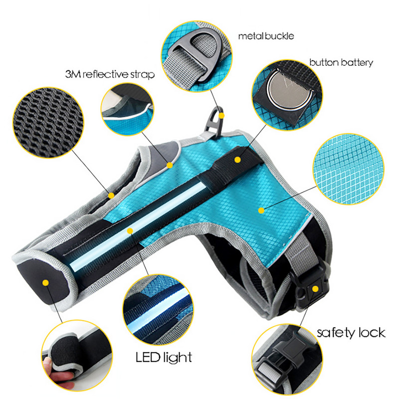LED helendavad koerarakmed Valgustavad koera rinnarihma vest Lemmiklooma turvalisuse helkurid kaelarihm lemmikloomavest Husky lambakoera labradori jaoks