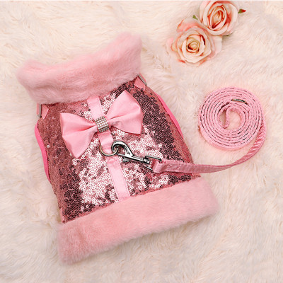 Μαλακό ζεστό λουρί σκύλου Λιγότερο σετ Χαριτωμένο λουρί για κουτάβι για γάτα Γιλέκο Bling πούλιες λουρί 5 ποδιών για μικρούς μεσαίους σκύλους γάτες