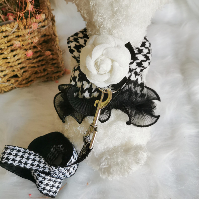 Karirani pojas za kućne ljubimce s povodcem Set za male srednje pse i mačke Klasična kamelija prsluk za pse Odjeća Teddy Bichon pojas za mačke Povoci